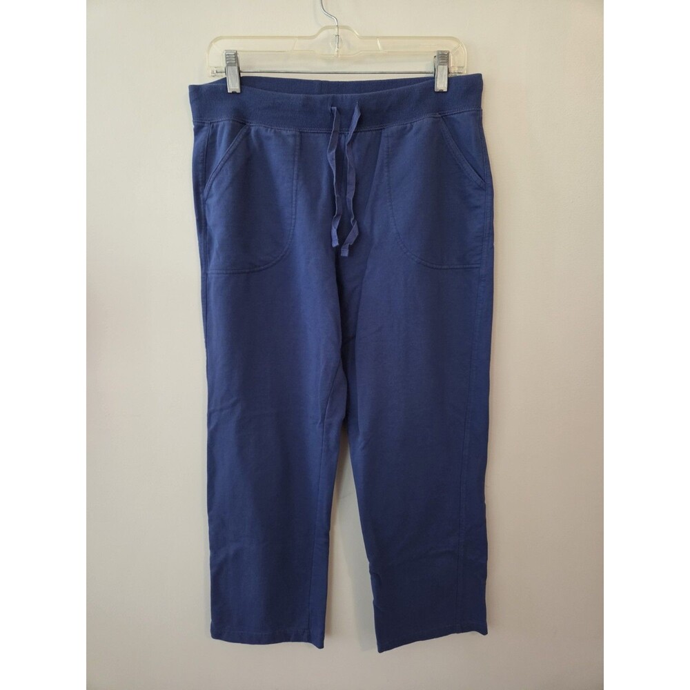 Kim Rodgers Petite Blue Cropped Activewear Pants Size Medium Elastic Drawstring